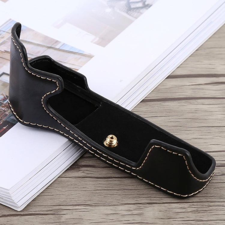 1/4 inch Thread PU Leather Camera Half Case Base for Olympus EM5 / EM5 Mark II (Black) - free shipping - PMC TechLife - Order now!