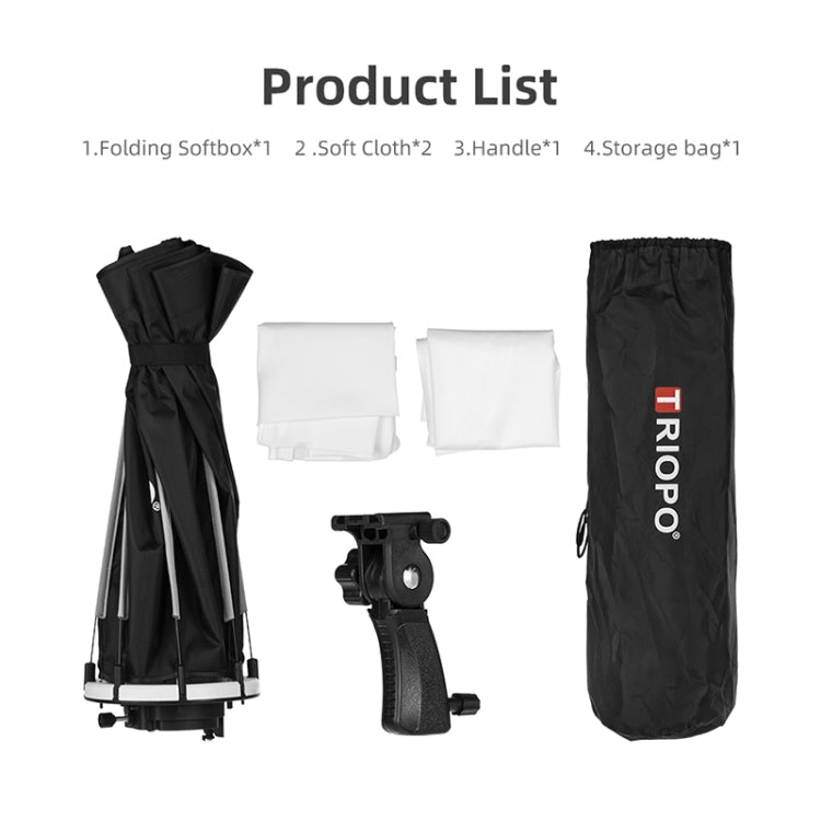 TRIOPO KS65 65cm Speedlite Flash Octagon Parabolic Softbox Diffuser with Bracket Mount Handle for Speedlite - free shipping - PMC TechLife - Order now!