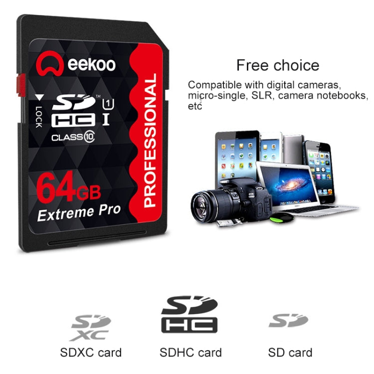 eekoo 64GB High Speed Class 10 SD Memory Card for All Digital Devices with SD Card Slot - SD Card by eekoo | Online Shopping South Africa | PMC Jewellery | Buy Now Pay Later Mobicred