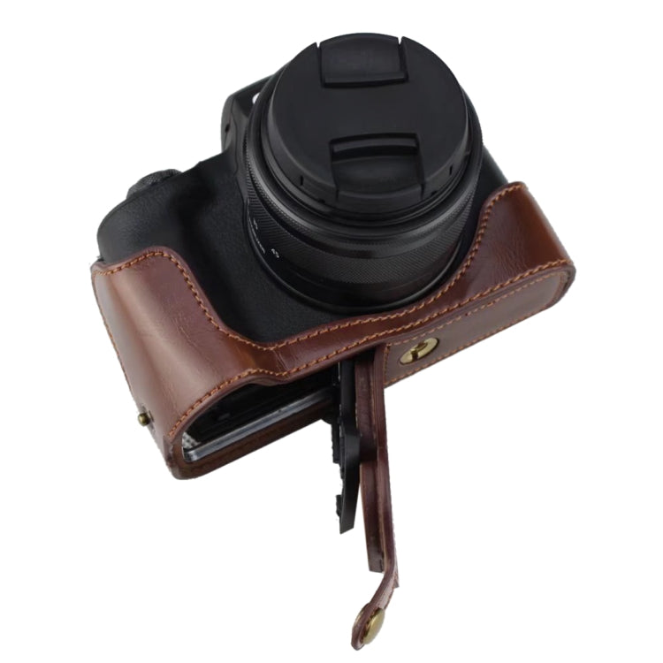 1/4 inch Thread PU Leather Camera Half Case Base for Canon EOS M50 / M50 Mark II (Brown) - Half Case by PMC TechLife | Online Shopping South Africa | PMC TechLife | Buy Now Pay Later Mobicred