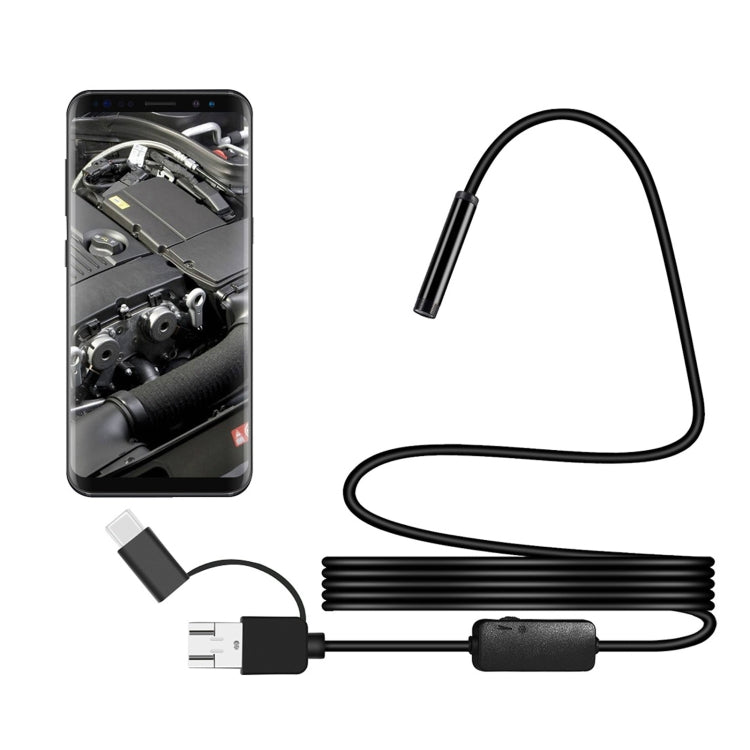 Y101 8mm Spiral Head 3 In 1 Waterproof Digital Endoscope Inspection Camera, Length: 2m Hard Cable(Black) -  by PMC Jewellery | Online Shopping South Africa | PMC Jewellery | Buy Now Pay Later Mobicred