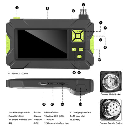 P30 8mm IP67 Waterproof 4.3 inch HD Portable Endoscope Hard Cable Industrial Endoscope, Cable Length: 10m -  by PMC Jewellery | Online Shopping South Africa | PMC Jewellery | Buy Now Pay Later Mobicred