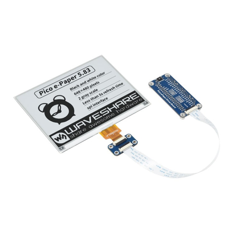 Waveshare 5.83 inch 648x480 Pixel Black White E-Paper E-Ink Display Module for Raspberry Pi Pico, SPI Interface - Modules Expansions Accessories by WAVESHARE | Online Shopping South Africa | PMC Jewellery | Buy Now Pay Later Mobicred