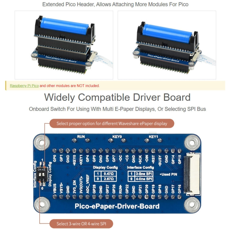 Waveshare 5.83 inch 648x480 Pixel Black White E-Paper E-Ink Display Module for Raspberry Pi Pico, SPI Interface - Modules Expansions Accessories by WAVESHARE | Online Shopping South Africa | PMC Jewellery | Buy Now Pay Later Mobicred