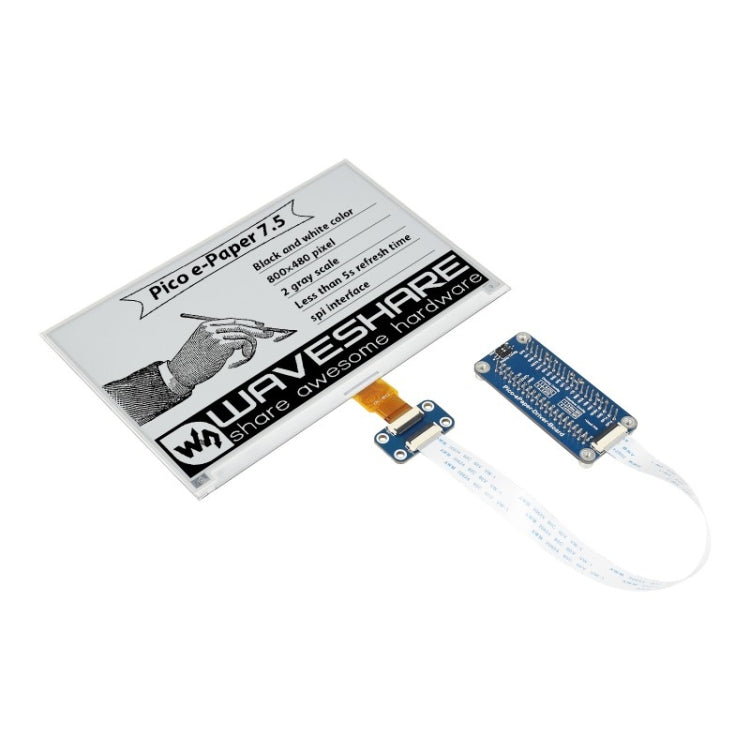 Waveshare 7.5 inch 800x480 pixel Black White E-Paper E-Ink Display Module for Raspberry Pi Pico, SPI Interface - free shipping - PMC Jewellery - Order now!