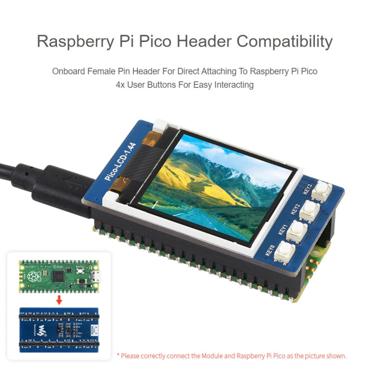 WAVESHARE 1.44 inch LCD 65K Colors 128 x 128 Display Module for Raspberry Pi Pico,  SPI Interface - free shipping - PMC Jewellery - Order now!