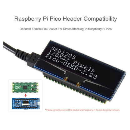 WAVESHARE 128 x 32 Pixel 2.23 inch OLED Display Module for Raspberry Pi Pico, SPI/I2C - Modules Expansions Accessories by WAVESHARE | Online Shopping South Africa | PMC Jewellery | Buy Now Pay Later Mobicred