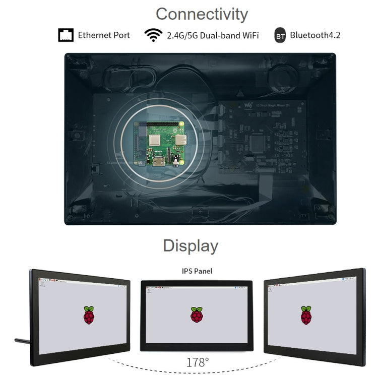 Waveshare 13.3 inch Mini-Computer Powered by Raspberry Pi 3A+, HD Touch Screen(US Plug) - Modules Expansions Accessories by WAVESHARE | Online Shopping South Africa | PMC Jewellery | Buy Now Pay Later Mobicred