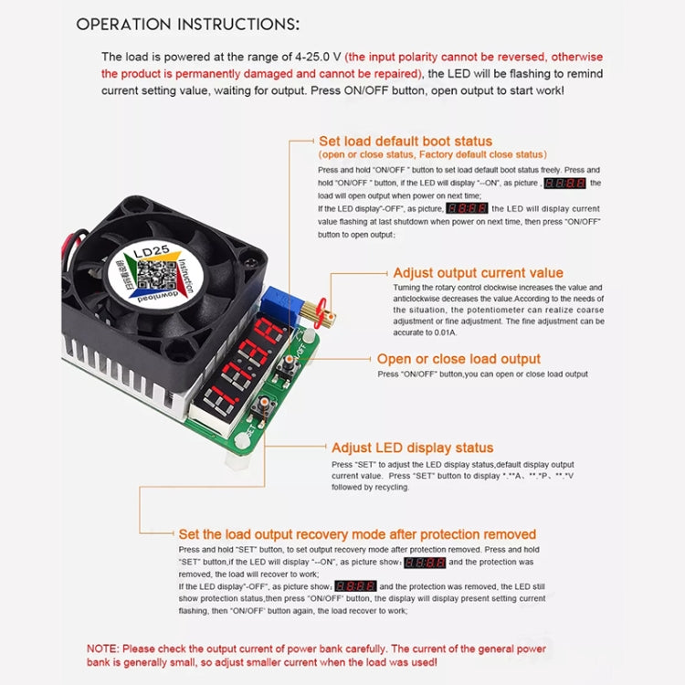 LD25 Adjustable Current Voltage Electronic USB Load Resistor Discharge Battery Test - Resistor / Diodes by PMC Jewellery | Online Shopping South Africa | PMC Jewellery