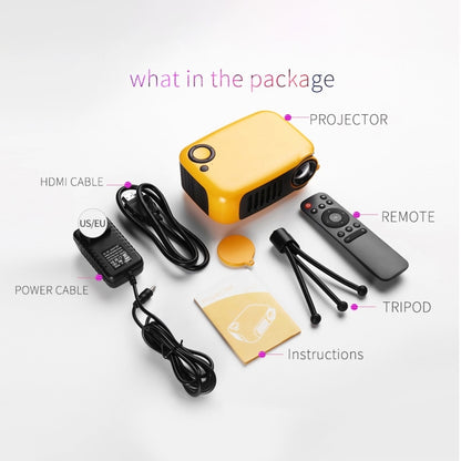 A2000 Portable Projector 800 Lumen LCD Home Theater Video Projector, Support 1080P, EU Plug (Yellow) - LED Projector by PMC Jewellery | Online Shopping South Africa | PMC Jewellery | Buy Now Pay Later Mobicred