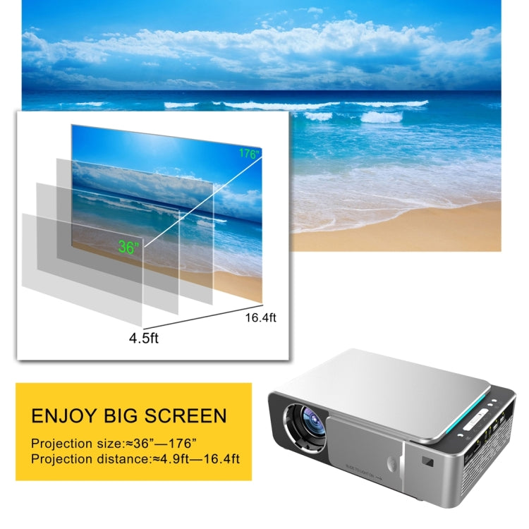 T6 2000ANSI Lumens Mini Theater Projector, Android 7.1 RK3128 Quad Core, 1GB+8GB, AU Plug(Silver) - LED Projector by PMC Jewellery | Online Shopping South Africa | PMC Jewellery | Buy Now Pay Later Mobicred