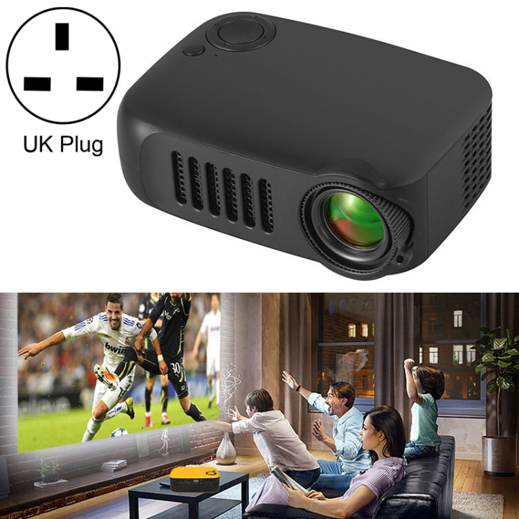 A2000 1080P Mini Portable Smart Projector Children Projector, UK Plug(Black) - Mini Projector by PMC Jewellery | Online Shopping South Africa | PMC Jewellery | Buy Now Pay Later Mobicred