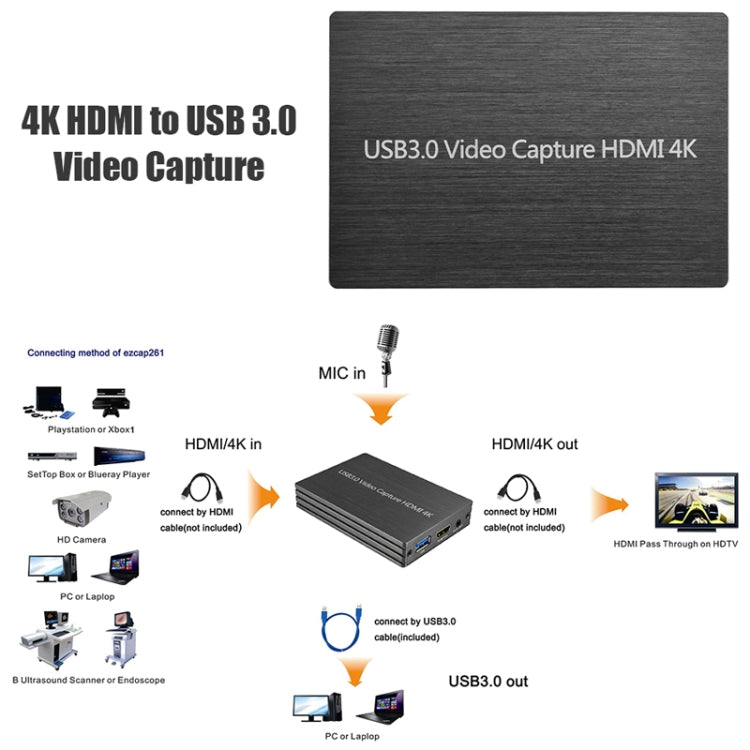 NK-S300 USB 3.0 HDMI 4K HD Video Capture Card Device(Grey) - Video Capture Solutions by PMC Jewellery | Online Shopping South Africa | PMC Jewellery | Buy Now Pay Later Mobicred