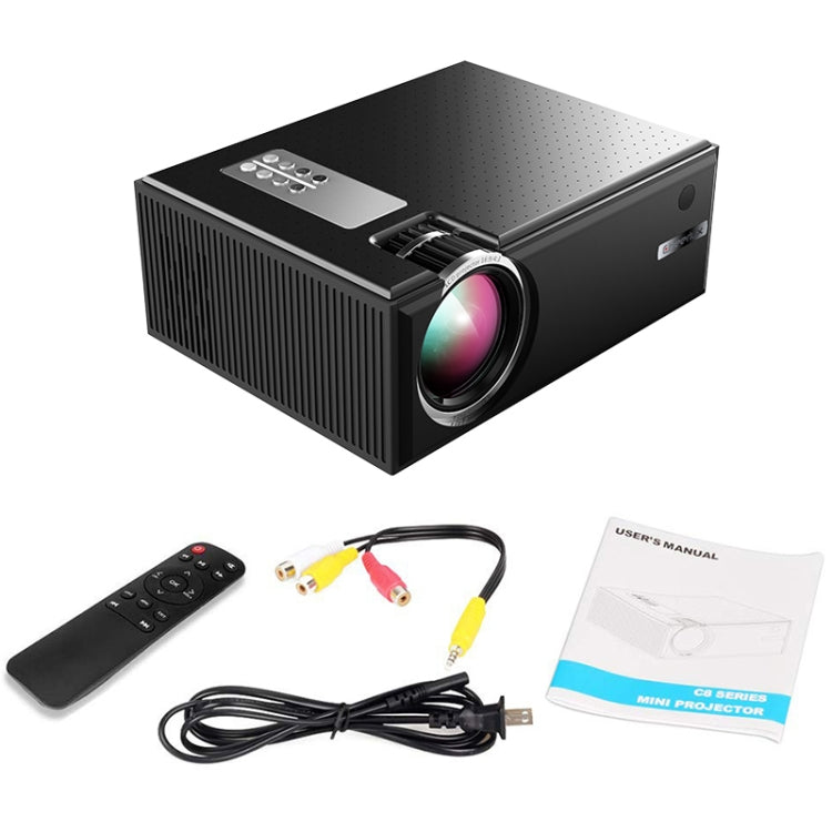 Cheerlux C8 1800 Lumens 1280x800 720P 1080P HD WiFi Sync Display Smart Projector, Support HDMI / USB / VGA / AV(Black) - LED Projector by Cheerlux | Online Shopping South Africa | PMC Jewellery | Buy Now Pay Later Mobicred