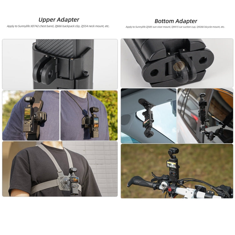 For DJI OSMO Pocket 3 Sunnylife Expansion Adapter Foldable Dual Hooks Adapter Protective Case Bracket (Black) - free shipping - PMC TechLife - Order now!