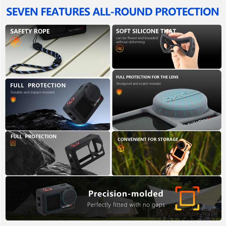 For DJI Osmo Action 5 Pro STARTRC Silicone Protective Case with Lens Cover (Grey) - free shipping - PMC TechLife - Order now!