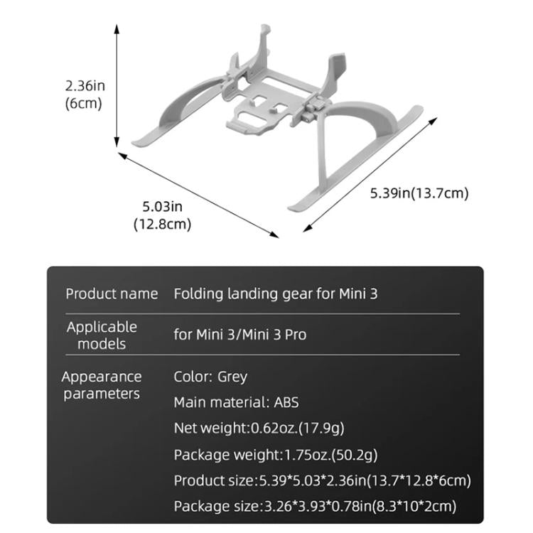 For DJI Mini 3 / 3 Pro BRDRC Folding Heightened Landing Gear Training Rack (Grey) - free shipping - PMC TechLife - Order now!