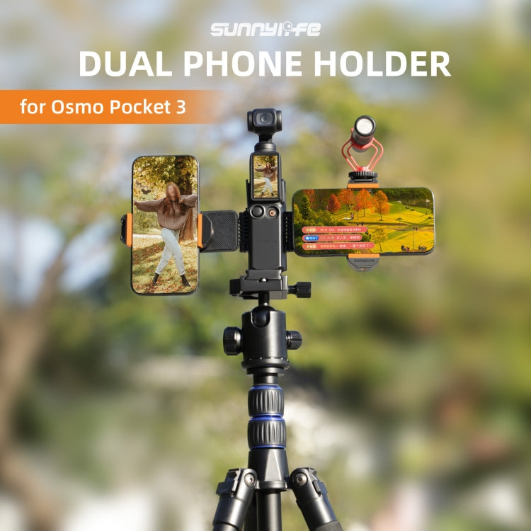 For DJI OSMO Pocket 3 Sunnylife ZJ756 Expanded Dual Phone Clamp Holder (Black) - Mount & Holder by Sunnylife | Online Shopping South Africa | PMC Jewellery | Buy Now Pay Later Mobicred