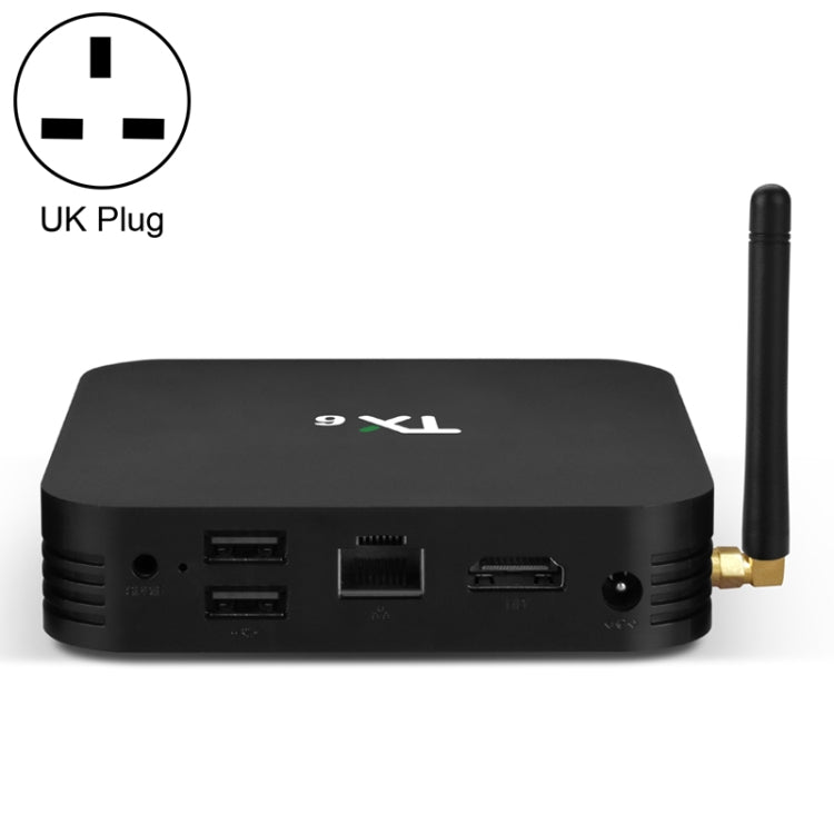 TX6 HD TV Box Media Player, Android 7.1 / 9.0 System, Allwinner H6, up to 1.5GHz, Quad-core ARM Cortex-A53, 2GB + 16GB, Support Bluetooth, WiFi, RJ45, UK Plug - Allwinner H6 by PMC Jewellery | Online Shopping South Africa | PMC Jewellery | Buy Now Pay Later Mobicred