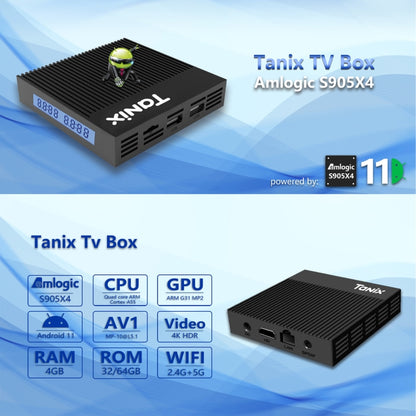 Tanix X4 Android 11 Smart TV Box, Amlogic S905X4 Quad Core, 4GB+64GB, Dual Wifi, BT(UK Plug) - Amlogic S905 by PMC Jewellery | Online Shopping South Africa | PMC Jewellery | Buy Now Pay Later Mobicred