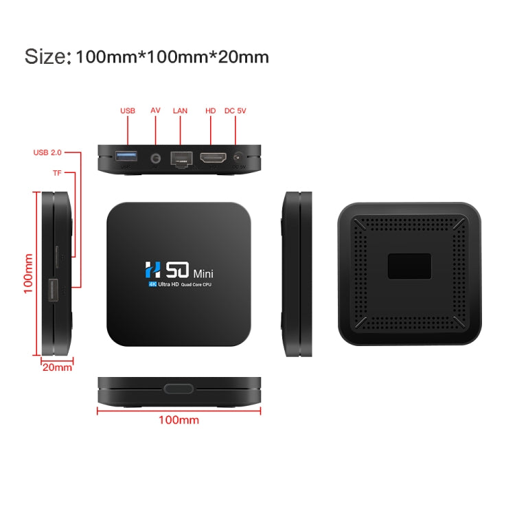 H50 Mini 4K Smart Network TV Box, Android 10.0, RK3318 Quad Core, 2GB+16GB, US Plug - RK3318 by PMC Jewellery | Online Shopping South Africa | PMC Jewellery | Buy Now Pay Later Mobicred