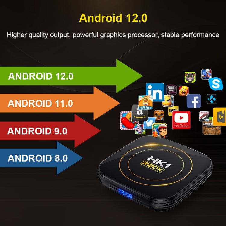 HK1 RBOX-H8S 4K Ultra HD Android 12.0 Smart TV Box with Remote Control, Allwinner H618 Quad-Core, 4GB+32GB(US Plug) - Amlogic S905 by PMC Jewellery | Online Shopping South Africa | PMC Jewellery | Buy Now Pay Later Mobicred