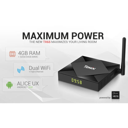 TANIX TX6s 4K Smart TV BOX Android 10 Media Player with Remote Control, Quad Core Allwinner H616, without Bluetooth Function, RAM: 2GB, ROM: 8GB, 2.4GHz WiFi, US Plug - Allwinner H6 by PMC Jewellery | Online Shopping South Africa | PMC Jewellery | Buy Now Pay Later Mobicred