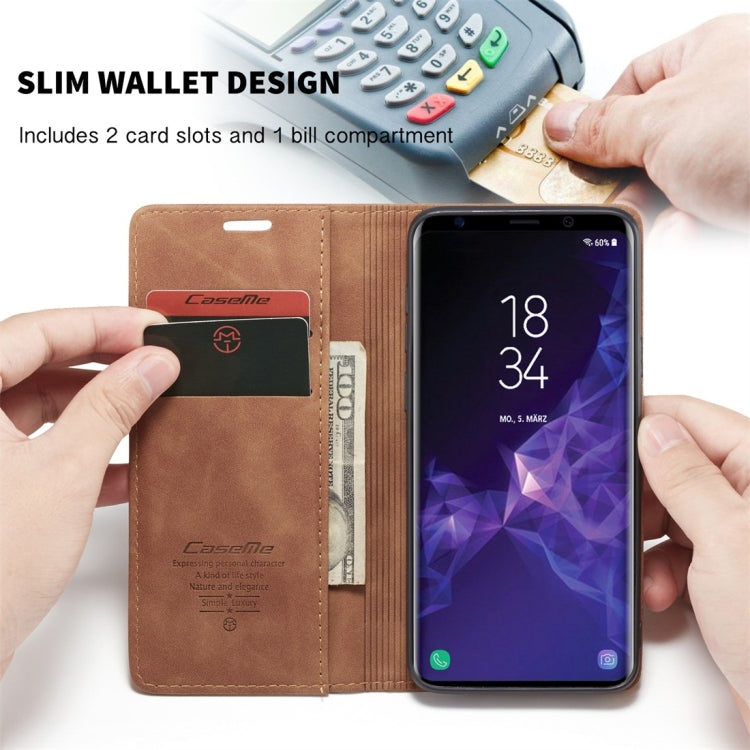 CaseMe-013 Multifunctional Retro Frosted Horizontal Flip Leather Case with Card Slot & Holder & Wallet for Galaxy S9 Plus(Brown) - Galaxy Phone Cases by CaseMe | Online Shopping South Africa | PMC Jewellery | Buy Now Pay Later Mobicred