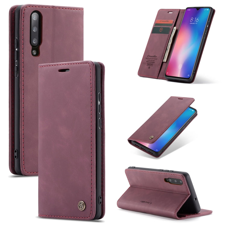 CaseMe-013 Multi-functional Retro Frosted Horizontal Flip Leather Case with Card Slot & Holder & Wallet For Xiaomi Mi 9(Wine Red) - Xiaomi Cases by CaseMe | Online Shopping South Africa | PMC Jewellery | Buy Now Pay Later Mobicred