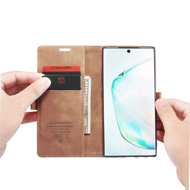 CaseMe-013 Multifunctional Horizontal Flip Leather Case with Card Slot & Holder for Galaxy Note 10(Brown) - Galaxy Phone Cases by CaseMe | Online Shopping South Africa | PMC Jewellery | Buy Now Pay Later Mobicred