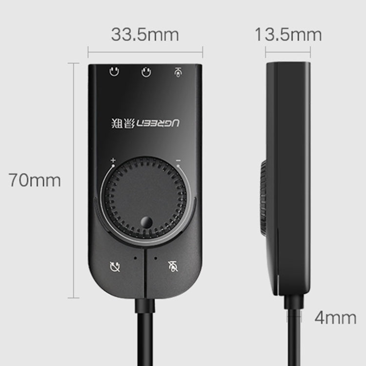 UGREEN CM109 USB to 3-ports 3.5mm Computer External Audio Card with Volume Adjustment Wheel, Length: 15cm - USB Sound by UGREEN | Online Shopping South Africa | PMC Jewellery | Buy Now Pay Later Mobicred