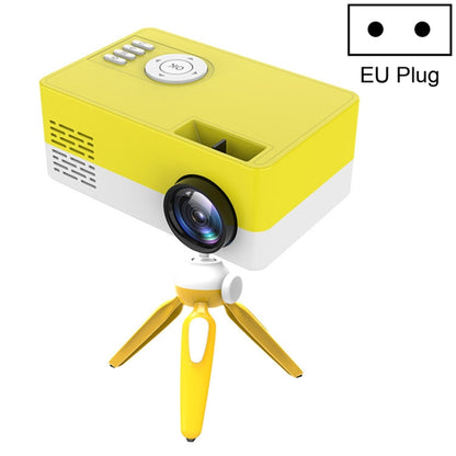 J15 1920 x 1080P HD Household Mini LED Projector with Tripod Mount Support AV / HDMI x 1 / USB x1 / TF x 1, Plug Type:EU Plug(Yellow White) - Mini Projector by PMC Jewellery | Online Shopping South Africa | PMC Jewellery | Buy Now Pay Later Mobicred