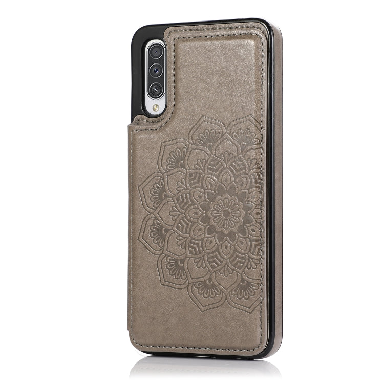 For Samsung Galaxy A50 / A50s Double Buckle Mandala Pattern PU+TPU Protective Case with Card Slots & Holder & Photo Frame(Grey) - Galaxy Phone Cases by PMC TechLife | Online Shopping South Africa | PMC TechLife | Buy Now Pay Later Mobicred