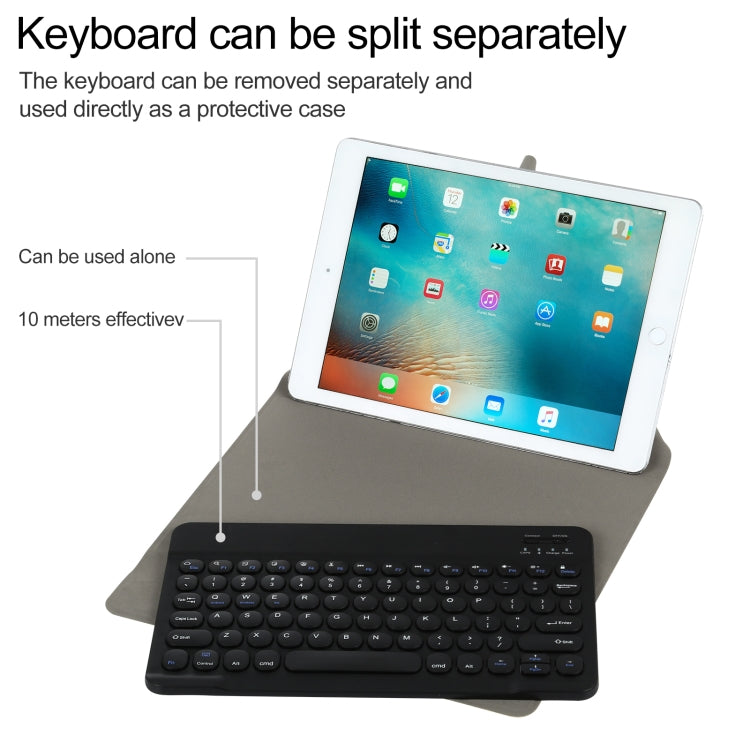 Universal Round Keys Detachable Bluetooth Keyboard + Leather Tablet Case without Touchpad for iPad 9-10 inch, Specification:Black Keyboard(Gold) - Universal by PMC Jewellery | Online Shopping South Africa | PMC Jewellery