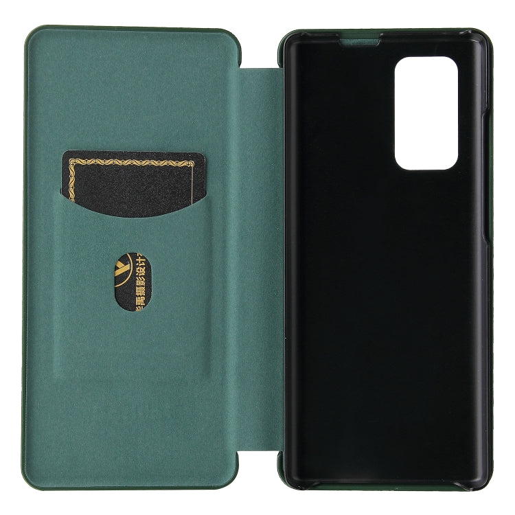 For LG Wing 5G Carbon Fiber Texture Horizontal Flip TPU + PC + PU Leather Case with Card Slot(Green) - LG by PMC Jewellery | Online Shopping South Africa | PMC Jewellery | Buy Now Pay Later Mobicred