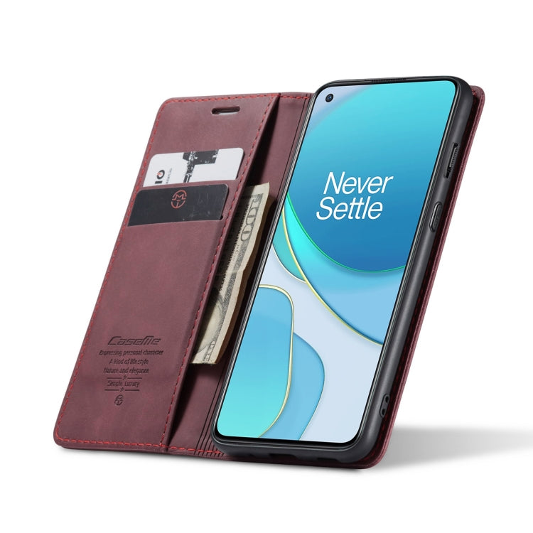 For OnePlus 8T CaseMe-013 Multifunctional Retro Frosted Horizontal Flip Leather Case with Card Slot & Holder & Wallet(Wine Red) - OnePlus Cases by CaseMe | Online Shopping South Africa | PMC Jewellery | Buy Now Pay Later Mobicred