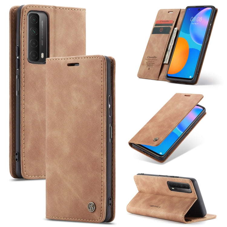 For Huawei P Smart 2021 CaseMe-013 Multifunctional Retro Frosted Horizontal Flip Leather Case with Card Slot & Holder & Wallet(Brown) - Huawei Cases by CaseMe | Online Shopping South Africa | PMC Jewellery | Buy Now Pay Later Mobicred