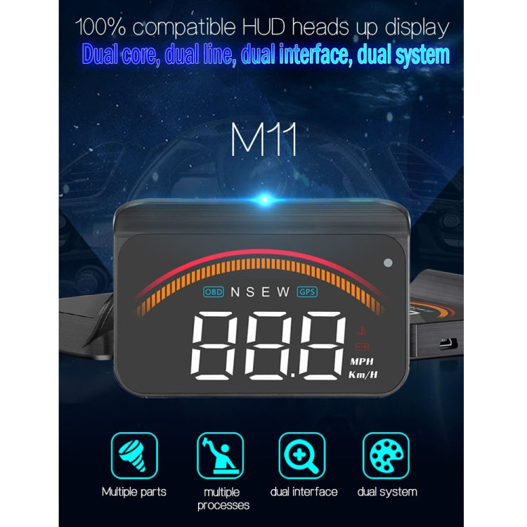 M11 Car OBD2 + GPS Mode Head-up Display HUD Overspeed / Speed / Water Temperature Alarm - Head Up Display System by PMC TechLife | Online Shopping South Africa | PMC TechLife | Buy Now Pay Later Mobicred