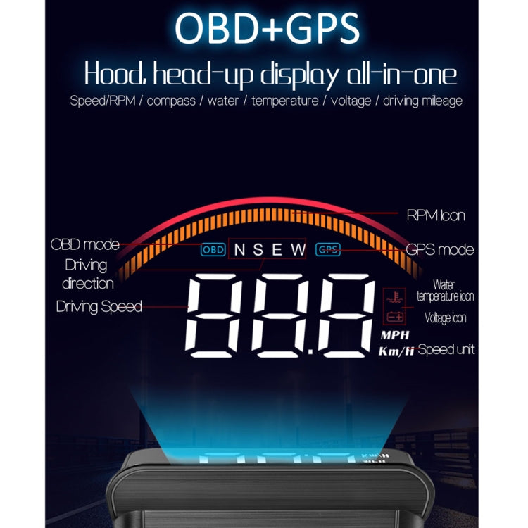 M11 Car OBD2 + GPS Mode Head-up Display HUD Overspeed / Speed / Water Temperature Alarm - Head Up Display System by PMC TechLife | Online Shopping South Africa | PMC TechLife | Buy Now Pay Later Mobicred