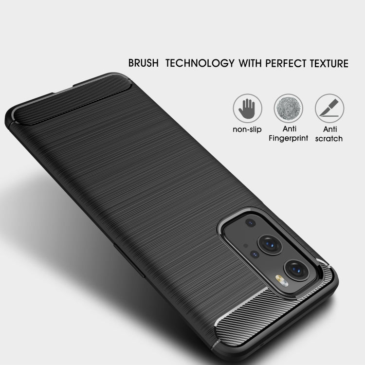 For OnePlus 9 Pro Brushed Texture Carbon Fiber TPU Case(Black) - OnePlus Cases by PMC Jewellery | Online Shopping South Africa | PMC Jewellery