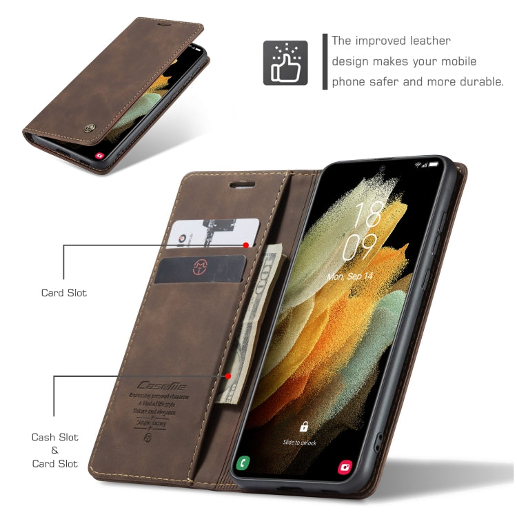 For Samsung Galaxy S21 Ultra 5G CaseMe 013 Multifunctional Horizontal Flip Leather Case with Holder & Card Slot & Wallet(Coffee) - Galaxy S21 Ultra 5G Cases by CaseMe | Online Shopping South Africa | PMC Jewellery | Buy Now Pay Later Mobicred