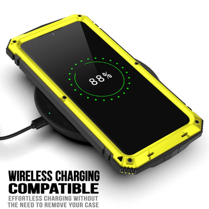 For Samsung Galaxy S21 5G R-JUST Shockproof Waterproof Dust-proof Metal + Silicone Protective Case with Holder(Yellow) - Galaxy S21 5G Cases by R-JUST | Online Shopping South Africa | PMC Jewellery | Buy Now Pay Later Mobicred