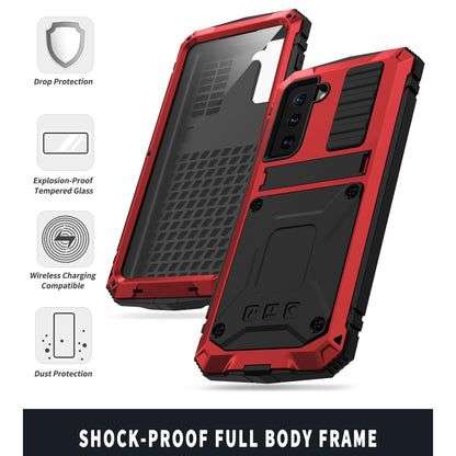 For Samsung Galaxy S21+ 5G R-JUST Shockproof Waterproof Dust-proof Metal + Silicone Protective Case with Holder(Red) - Galaxy S21+ 5G Cases by R-JUST | Online Shopping South Africa | PMC Jewellery | Buy Now Pay Later Mobicred