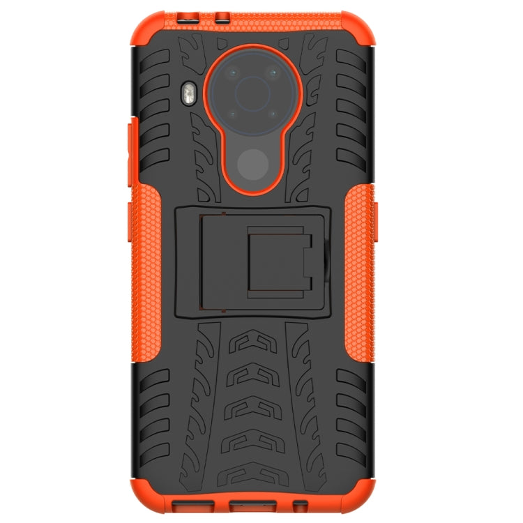 For Nokia 3.4 / 5.4 Tire Texture Shockproof TPU+PC Protective Case with Holder(Orange) - Nokia Cases by PMC Jewellery | Online Shopping South Africa | PMC Jewellery