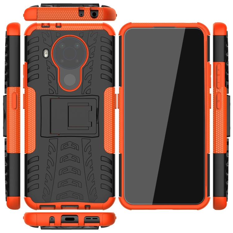 For Nokia 3.4 / 5.4 Tire Texture Shockproof TPU+PC Protective Case with Holder(Orange) - Nokia Cases by PMC Jewellery | Online Shopping South Africa | PMC Jewellery