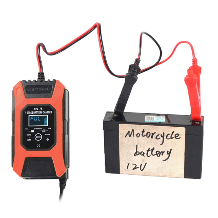FOXSUR Car / Motorcycle Repair Charger 12V 7A 7-stage + Multi-battery Mode Lead-acid Battery Charger, Plug Type:EU Plug(Red) - Battery Charger by FOXSUR | Online Shopping South Africa | PMC Jewellery | Buy Now Pay Later Mobicred