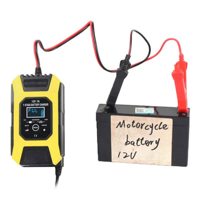 FOXSUR Car / Motorcycle Repair Charger 12V 7A 7-stage + Multi-battery Mode Lead-acid Battery Charger, Plug Type:EU Plug(Yellow) - Battery Charger by FOXSUR | Online Shopping South Africa | PMC Jewellery | Buy Now Pay Later Mobicred