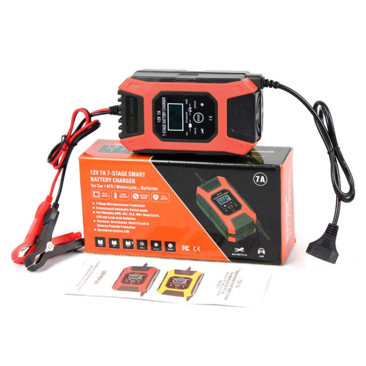 FOXSUR Car / Motorcycle Repair Charger 12V 7A 7-stage + Multi-battery Mode Lead-acid Battery Charger, Plug Type:UK Plug(Red) - Battery Charger by FOXSUR | Online Shopping South Africa | PMC Jewellery | Buy Now Pay Later Mobicred