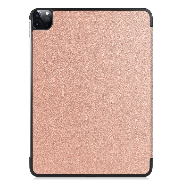 For  iPad Air 13 2024 / Pro 12.9 2022 Custer Texture 3-folding Smart Leather Tablet Case(Rose Gold) - iPad Pro 12.9 (2022/2021) Cases by PMC Jewellery | Online Shopping South Africa | PMC Jewellery | Buy Now Pay Later Mobicred