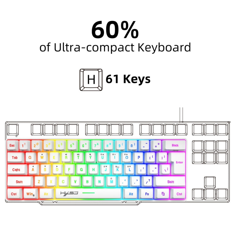 HXSJ V700 61 Keys RGB Lighting Gaming Wired Keyboard (White) - Wired Keyboard by HXSJ | Online Shopping South Africa | PMC Jewellery | Buy Now Pay Later Mobicred